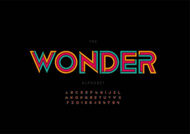 Biçimlendirilmiş harika alfabe, yazı tipi, vektör illüstrasyonu