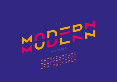 Biçimlendirilmiş modern alfabe, yazı tipi, vektör illüstrasyonu
