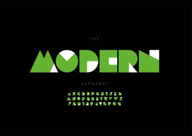 Biçimlendirilmiş modern alfabe yazı tipi, vektör illüstrasyonu 