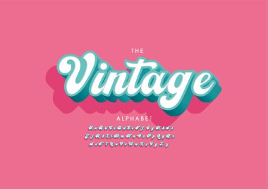 Biçimlendirilmiş vintage yazı tipi, vektör illüstrasyonu 