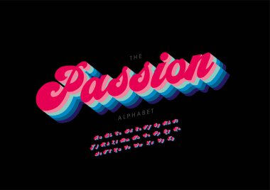 Biçimlendirilmiş tutku alfabesi yazı tipi, vektör illüstrasyonu 