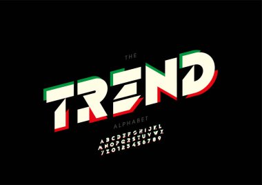 Biçimlendirilmiş trend alfabesi yazı tipi, vektör illüstrasyonu 