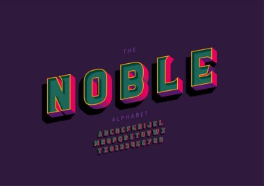 Biçimlendirilmiş asil alfabe yazı tipi, vektör illüstrasyonu 