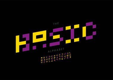 Biçimlendirilmiş temel alfabe yazı tipi, vektör illüstrasyonu 