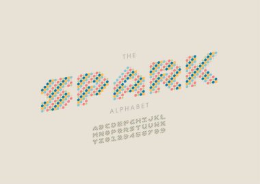 Biçimlendirilmiş kıvılcım alfabesi yazı tipi, vektör illüstrasyonu 