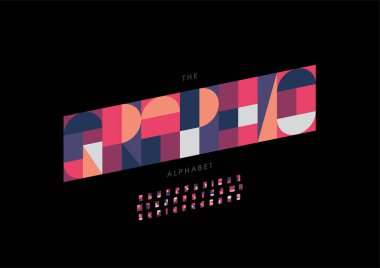 Biçimlendirilmiş grafik yazı tipi, vektör illüstrasyonu 