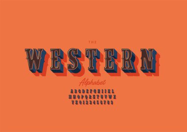 Biçimlendirilmiş batı alfabesi yazı tipi, vektör illüstrasyonu 