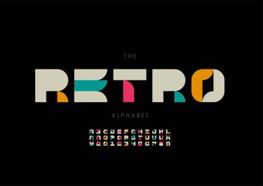 Biçimlendirilmiş retro alfabe yazı tipi, vektör illüstrasyonu 
