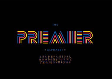 Biçimlendirilmiş alfabe yazı tipi, vektör illüstrasyonu 