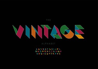 Biçimlendirilmiş vintage yazı tipi, vektör illüstrasyonu