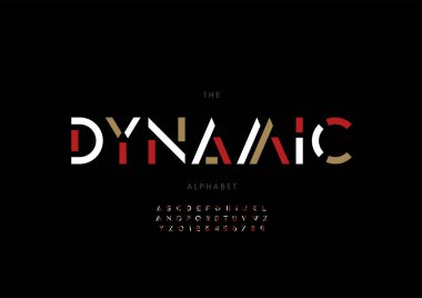 Biçimlendirilmiş dinamik alfabe yazı tipi, vektör illüstrasyonu