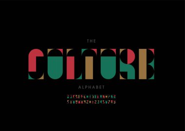 Biçimlendirilmiş kültür alfabesi yazı tipi, vektör illüstrasyonu