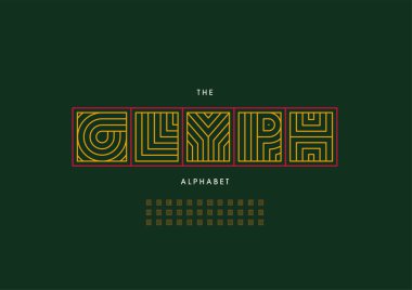 Biçimlendirilmiş kabartma alfabesi yazı tipi, vektör illüstrasyonu