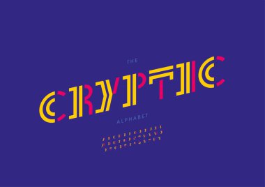 Biçimlendirilmiş şifreli alfabe yazı tipi, vektör illüstrasyonu