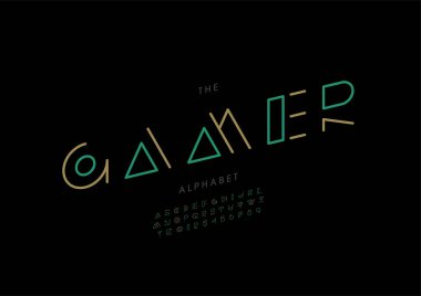 Biçimlendirilmiş oyun alfabesi yazı tipi, vektör illüstrasyonu