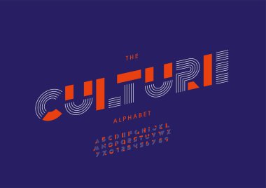 Biçimlendirilmiş kültür alfabesi yazı tipi, vektör illüstrasyonu