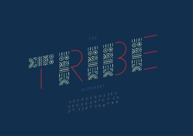 Şekillendirilmiş kabile alfabesi yazı tipi, vektör illüstrasyonu