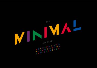 Biçimlendirilmiş asgari alfabe yazı tipi, vektör illüstrasyonu