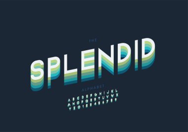 Biçimlendirilmiş muhteşem alfabe yazı tipi, vektör illüstrasyonu