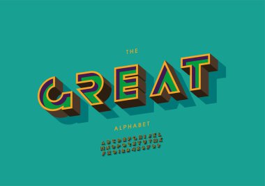 Biçimlendirilmiş büyük alfabe yazı tipi, vektör illüstrasyonu