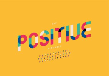 Biçimlendirilmiş pozitif alfabe yazı tipi, vektör illüstrasyonu