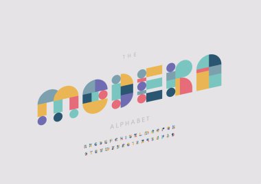 Biçimlendirilmiş modern alfabe yazı tipi, vektör illüstrasyonu