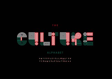 Biçimlendirilmiş kültür alfabesi yazı tipi, vektör illüstrasyonu