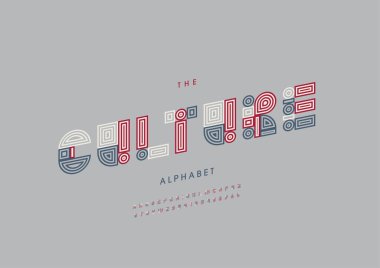 Biçimlendirilmiş kültür alfabesi yazı tipi, vektör illüstrasyonu