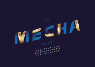 Biçimlendirilmiş meka alfabe yazı tipi, vektör illüstrasyonu