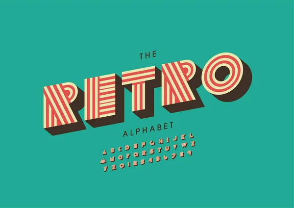 Gestileerd Retro Alfabet Lettertype Vectorillustratie — Stockvector