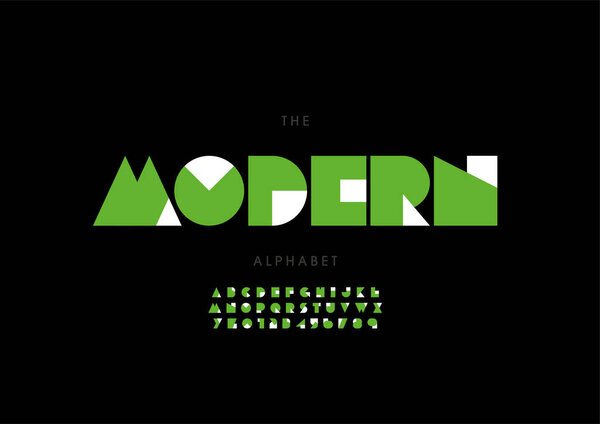 Stylized modern alphabet font, vector illustration 