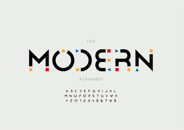 Stylized modern alphabet font, vector illustration