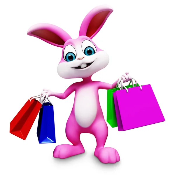 Кролик з сумками для покупок — стокове фото