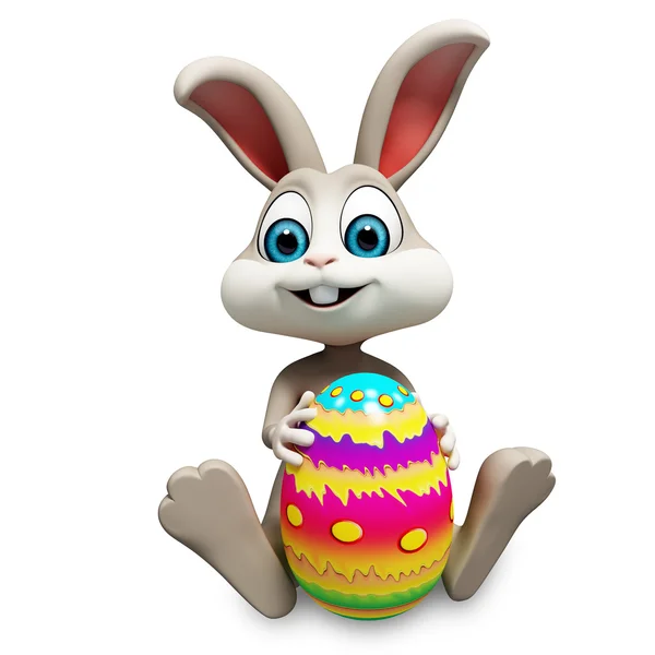 Happy bunny with egg — Stock Photo, Image