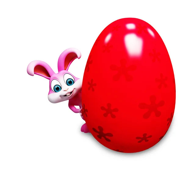 Happy bunny with egg — Stock Photo, Image