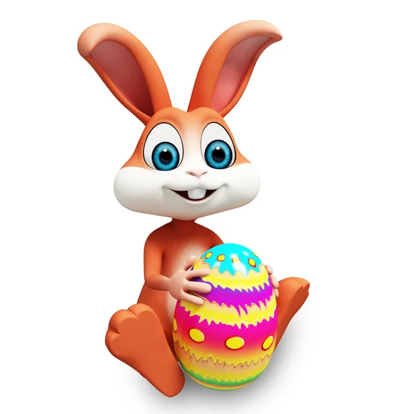 Happy bunny with egg — Stock Photo, Image