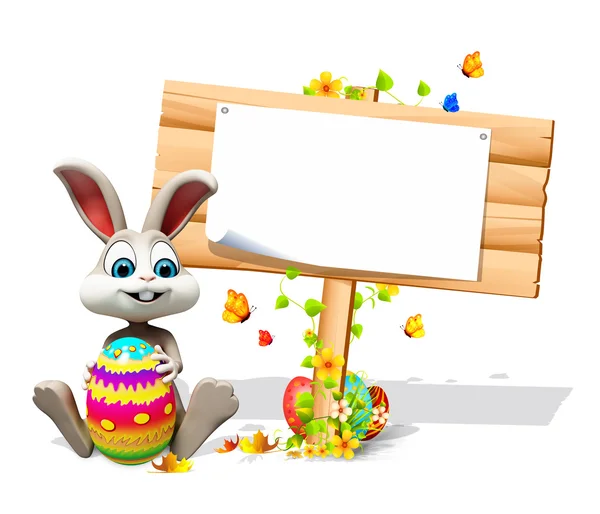 Szczęśliwy króliczek z plakatem — Zdjęcie stockowe