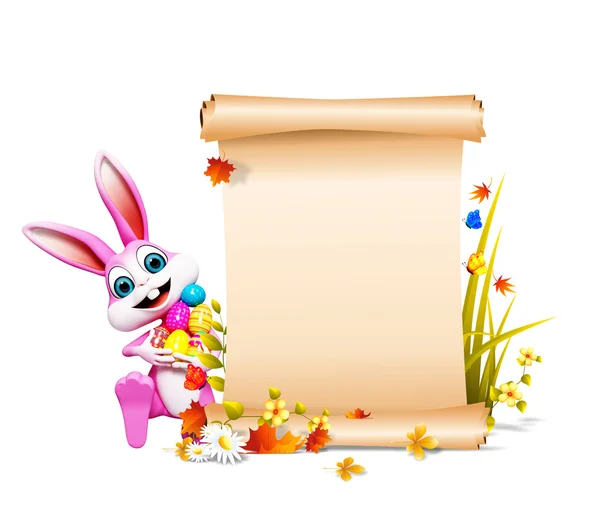 Happy bunny dengan poster — Stok Foto