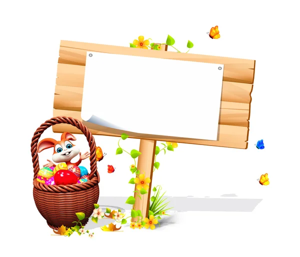 Happy bunny with poster — Stock Photo, Image