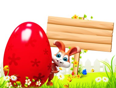 ahşap işareti ile zevk mutlu bunny