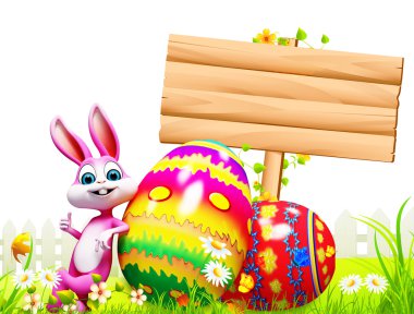 ahşap işareti ile zevk mutlu bunny