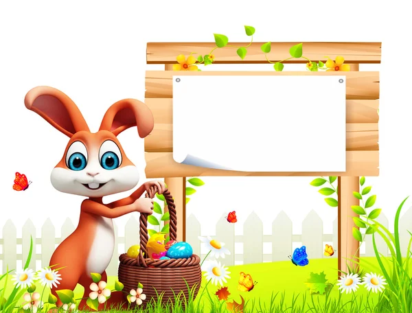 Счастливый кролик с плакатом — стоковое фото