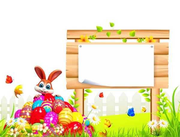 Glad kanin med affisch — Stockfoto