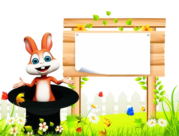Szczęśliwy króliczek z plakatem — Zdjęcie stockowe
