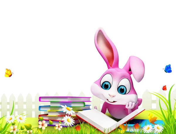 Coniglietto sta leggendo un libro — Foto Stock
