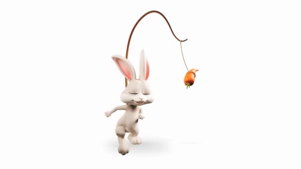 Běží králík s mrkví — Stock video