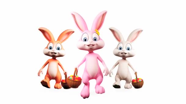 Счастливые пасхальные кролики — стоковое видео