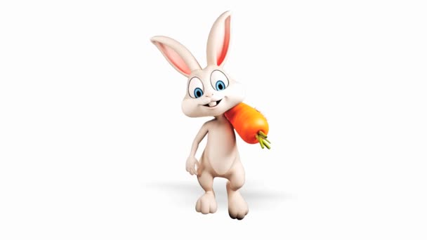 Šťastný králík s mrkví — Stock video