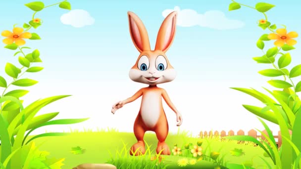 Zadowolony bunny macha — Wideo stockowe