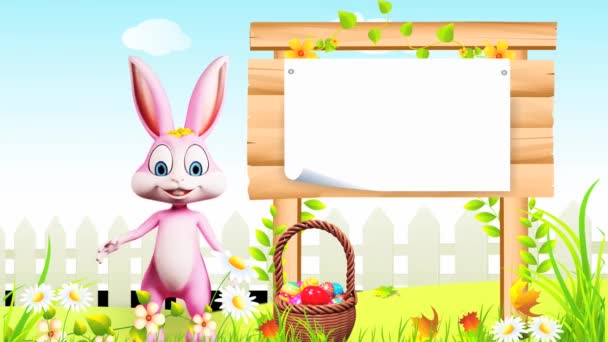 Zadowolony bunny macha — Wideo stockowe